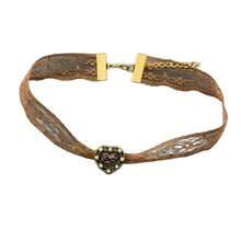 Brown, Lace, Vintage Choker Necklace, Women's, Retro Pearl, Heart Pendant, Clavicle Chain, Versatile Everyday Necklace. - 夢幻紫色項圈32+7cm - 查看 6