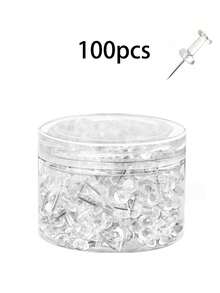 100pcs Transparent Plastic Plum Blossom Shaped Pushpins, Steel Tip, Suitable For Bulletin Board, Office, Home, Photos, Calendar, Map Display, Back To School Supplies, School Supplies, Office Supplies - Multicolor - View 12