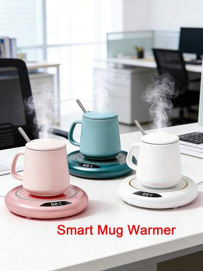 Cop Rose 智能 USB 饮料加热器 - 3 种温度设置，24 小时恒温，USB 供电，便携式饮料加热器，适用于咖啡、茶等，适配大多数杯子和马克杯 | 适用于办公室、家庭、书桌、露营、野餐和旅行