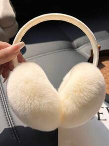 Women's Winter New Ear Muffs - White Fleece Warm Windproof Ear Covers With Warm Lining To Prevent Frostbite - Thin Rod-white - View 4