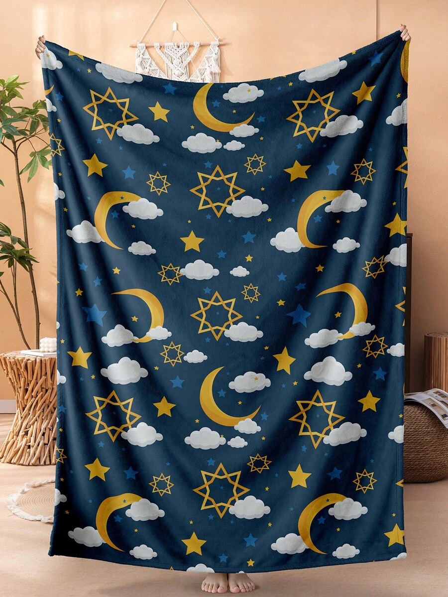 بطانية ناعمة دافئة قطعة واحدة، بنمط مخصص لشهر رمضان، صديقة للبشرة وقابلة للتنفس، تصميم فريد، مناسبة لجميع المواسم، للاستخدام في غرفة المعيشة والأريكة والأريكة والنوم والسكن الجامعي، قابلة للغسل في الغسالة، هدية مريحة لعيد الميلاد وديكور المنزل والشتاء - متعدد الألوان - مشاهدة 1