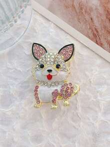 1枚可爱小狗胸针，镶嵌水钻，适合作为礼物送给朋友和女朋友 - 彩色 - 查看 3