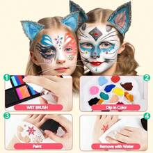 Face Painting Kit, Activated Face Paint Makeup Set, Includes 18 Color+15 Color Face Paint Makeup Palette And Multiple Makeup Tools. Halloween, Cosplay Makeup. - Default - View 6