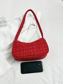 时尚休闲百搭通勤格纹单肩包