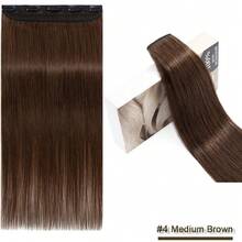 One Piece Clip In Hair Extensions Piano Color Brwon 100% Brazilian Human Hair Clip In Extensions Invisible Seamless Human Hair - Multicolor - View 17