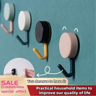 5/10pcs Self-Adhesive Wall Hooks, No Drilling Required, For Clothes, Hats, Bags, Bathroom, Kitchen Towel Racks, Home Storage Accessories
