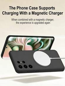 VRNOEI 时尚磁吸手机壳，兼容三星 Galaxy S24 S23 S22 S21 S25 Ultra Plus，支持磁吸无线充电，防震软壳边框 - 墨綠色 - 查看 2