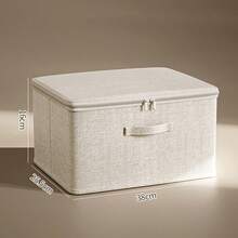 1pc Linen Foldable Storage Box, Large Capacity Covered Organizer Box, Stackable (No Lock) - Multicolor - View 13