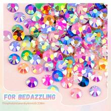 28pcs 3mm Non-Hot Fix Flat Back Resin Rhinestones - 28 Mixed Shiny Gem Colors, With Tweezers And Applicator Tool, For DIY Crafts, Clothing, Shoes, Nail Art, Fabrics And Cup Decorations - 28-grid Jelly Drill - View 4