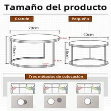 Juego de 2 Mesa de Centro para Sala Minimalista - Mesas Redondas para Sala de Estar,Mesa de Centro para Minimalista (70 * 70 * 45cm + 50 * 50 * 38cm) (Negro) - Negro - Ver 1