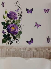 1pc Colorful Floral & Butterfly Girl Wall Sticker, Removable Semi-Matte Self-Adhesive Wall Decal For Living Room, Bedroom, Kids Room, Home Decor, Spring Decoration, Gift For Birthday, Graduation - Multicolor - View 9