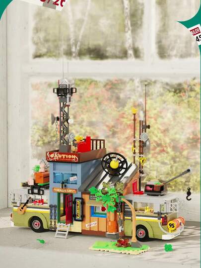 Jungle Radio Vintage Street Scene Building Blocks, Creative DIY Assembly Model Kit, Cute Room Desktop Decor, Perfect Gift For Valentine's Day/Easter/Birthday, Suitable For Adults And Teenagers To Relieve Stress (Colorful Box Packaging)