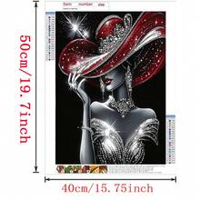 1 Set Exquisito Kit de Pintura de Diamantes 5D - Dama Elegante con Sombrero Rojo y Vestido, Incrustado con Diamantes Acrílicos Redondos Brillantes, Artesanía de Diamantes Completa, Decoración de Pared sin Marco, Adecuado para Sala de Estar, Dormitorio, Oficina - Regalo Ideal para Fiestas, Nuevo Set de Pintura de Diamantes, Marco no Incluido, Múltiples Tamaños Disponibles - Multicolor - Ver 12