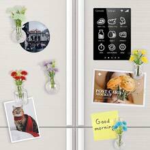 Cute Mini Vase Magnets For Fridge, Tiny Plant Glass Vases With Flowers, Magnetic Refrigerator Decor For Kitchen, Office, Locker (5 Pack) - 5 - 查看 7