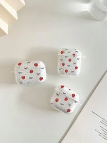 Funda de auricular Bluetooth de moda transparente con diseño de fresa, compatible con estuche , auriculares, estuche Pro 3, Pro (2.ª generación), 3, Pro, 1/2, 4