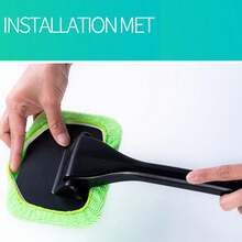 1pc 40cm Long Handle Car Windshield Cleaning Brush, Universal Defogging Squeegee Tool, 180° Rotatable Brush Head, Detachable Microfiber Pad, Ergonomic Handle, Front Windshield Wiper - Multicolor - View 5