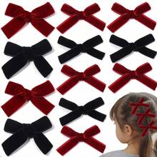 10pcs Velvet Bow Ties, Vibrant Colors Including Burgundy And Red Ribbon, Hair Accessories Bows Suitable For Holidays, Wreaths, Gift Baskets, Wedding Decorations, Sewing And Crafts - Multicolor - View 5