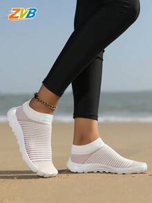 ZVB Women's Beach Shoes, Water Shoes, Barefoot Training Shoes, Lightweight Anti-Slip Design, Suitable For Fitness Training, Beach Surfing, Swimming, Pool, Outdoor Hiking - 白色 - 查看 5