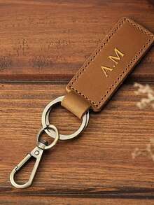 1pc Personalized Name Keychain, Large Ring Keychain - Customized Keychain - Wristlet Keychain - Bag Charm - Car Keychain - Gift For Her - Luggage Tag, Faux Leather, Personalized Heart-Shaped Keychain, Gift For Her - Multicolor - View 9