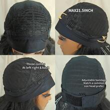 18英寸黑色卷曲波浪合成假发，带发带，Yaki波浪造型，适合女性，外观自然。 - 黑色 - 查看 8