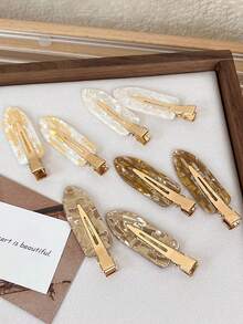 8 piezas Clips de cabello sin costuras con detalles dorados, adecuados para peinados diarios/de trabajo/de citas, accesorios para el cabello de mujer, clips de cabello, clips de cabello sin daños, accesorios para el cabello de mujer, decoración del hogar y el baño, decoración de otoño, útiles escolares, clips de cabello sin costuras, clips de cabello para flequillo lateral de verano para mujer, clips de cabello con forma de pico de pato, clips de cabello estilo Ins, regalo para novias y amigas, regalo del Día de San Valentín (1/4/8 piezas disponibles) - Multicolor - Ver 5