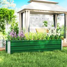 Outsunny 6' X 1.5' X 1.3' Galvanized Raised Garden Bed, Elevated Large Metal Planter Box W/ Install Gloves For Backyard, Patio To Grow Vegetables, Herbs, And Flowers, Green - màu xanh lá - Xem 1