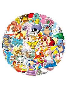 pokemon 50pcs Pokémon Pikachu Cartoon Stickers, Cute Pocket Monsters Stickers For DIY Notebook, Laptop Decoration, Gift For Children And Girls - Multicolor - View 3