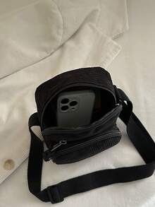 复古百搭原宿风灯芯绒单肩斜挎包，简约休闲校园学生手机袋