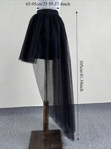 Women's High Low Mesh Net Lace Overlay Maxi Skirt