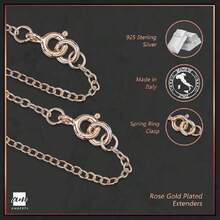 Amberta Set de 3 Cadenas de Extensión para Pulseras y Collares en Plata de Ley925, Chapadas Rodio, Oro Amarillo y Oro Rosa - Kit de Extensor 2 mm para Tobilleras para Mujer - Longitudes Varias,37564227 - Gris - Ver 5