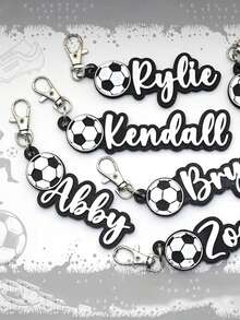 Customized Football Name Tag - Personalized Football Bag Tag For Men & Women, Customizable With Name/Team - Football Gift - Football Team Gift - Football Keychain - Multicolor - View 2