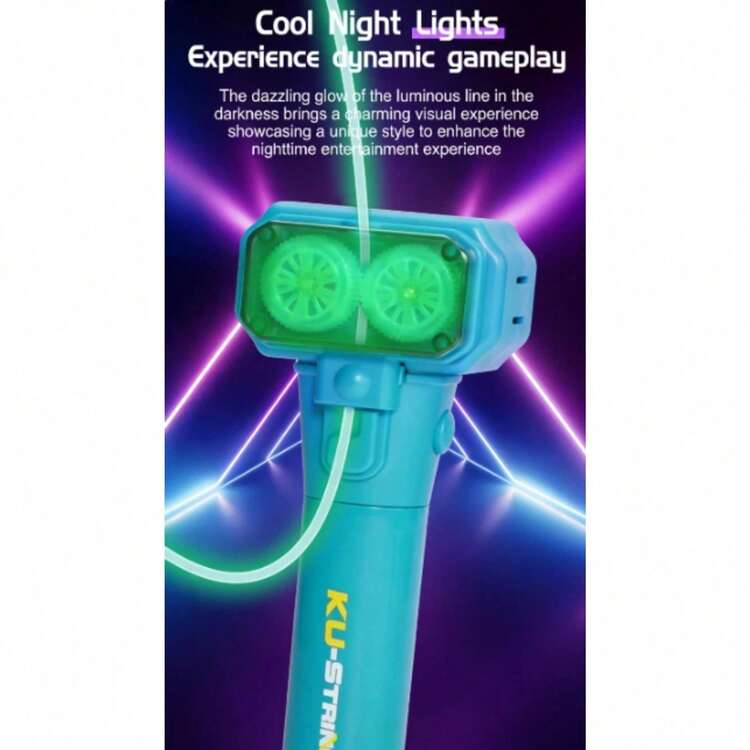 Night Glow Shooting Launcher Toy With High-Speed Rope, Creative Design For Intelligent Stress Relief And Family Interactive Games, Ideal For Parent-Child Activities And Gatherings - 三色螢光棒 - 綠色 - 查看 3