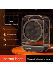 迷你桌面加热器，小型家用/办公室电暖器，便携式快速加热取暖器 - 黑色 - 查看 4