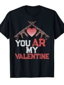 Top PickLocalMen's Funny Gun Rights T-Shirt - You AR My Valentine Saying - Black Rifle Design - Second Amendment Gift For Firearms Enthusiasts - Soft Breathable Tee - Loose Fit Crew Neck Shirt - - 黑色 - 查看 1