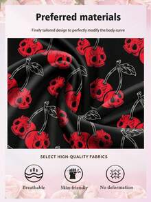 1-Pack Of Novelty Men's Shorts Featuring A Cherry Skull And Valentine's Day Motif With Positioning Print. Made Of Knitted Fabric, Featuring A Four-Needle, Six-Thread Technique. Breathable And Sweat-Wicking, Soft And Skin-Friendly. Perfect Gift For A Boyfriend On Valentine's Day. Naughty And Adorable, Perfect For Casual Home Wear. - Multicolor - View 9