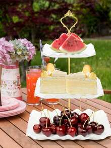 1pc European-Style 3-Tier Cake Stand, Plastic Dessert Display Rack For Cakes, Cupcakes, Cookies, Suitable For Weddings, Baby Showers, Tea Parties; 1pc Paper Cupcake Stand, Tiered Dessert Tray For Cakes, Cookies, Suitable For Weddings, Baby Showers, Tea Parties; 1pc Plastic Dessert Tray, Suitable For Weddings, Baby Showers, Tea Parties; 4pcs Plastic Dessert Trays (3pcs Trays And 1pc Accessory), Multi-Tier European-Style Cake Stand For Home Use