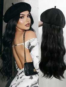 帽子 + 26 英寸可拆卸合成纤维假发，高温合成纤维金色卷发，适合日常佩戴。 - 金色 - 查看 12