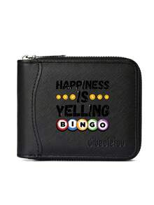 1 Bigo Printed Zipper Wallet, Compact Card Holder, Large Capacity For Cash, ID Card, And Essential Storage, Perfect Gift For Family And Friends, Available In Black/Apricot/Beige/Blue, Gift Wallet | Cash Storage | Playful Accessories | PU Material Wallet - one-size - View 13