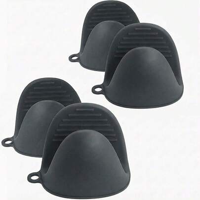 Bộ 1/2 găng tay lò nướng silicon màu xám - Chịu nhiệt, chống trượt, dùng để nướng và nấu nướng, hình chữ nhật với tay cầm chắc chắn, lý tưởng để sử dụng với nồi chiên không dầu, vật dụng cần thiết khi nướng | Găng tay hình chữ nhật | Đồ dùng nhà bếp bền bỉ