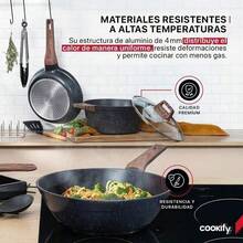 &Cookify Bateria de Cocina con Antiadherente Cerámico Set 11 Pzas - Juego de Sartenes Wok Ollas Cacerolas y Utensilios 100% Libre de PFOA Mármol Negro - Multicolor - Ver 2