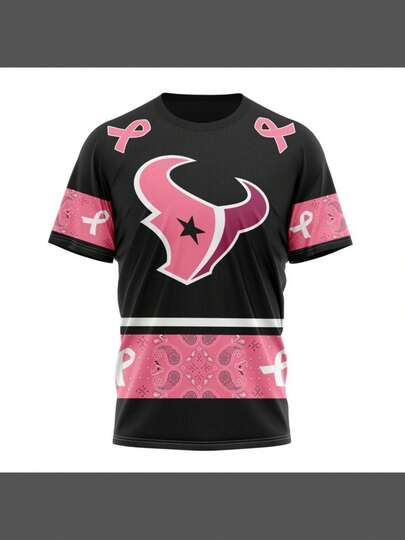 Mens Houston Texans T Shirts - Breast Cancer