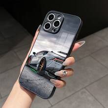 Funda de Teléfono con Patrón de Coche Deportivo, Cubierta Protectora de Vidrio Simple de Alta Gama, Compatible con  16/16 Pro/16 Pro Max,  15/15 Plus/15 Pro/15 Pro Max,  14/14 Plus/14 Pro/14 Pro Max,  13/13 Pro/13 Pro Max,  12/12 Pro/12 Pro Max,  11/11 Pro/11 Pro Max - Colores mixtos - Ver 6