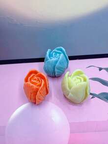 1个郁金香造型硅胶蜡烛模具，DIY手工3D刺绣花朵硅胶模具 - 适用于香薰蜡烛、肥皂、树脂和石膏工艺品 | 精致的花瓣和叶子设计，逼真效果 | DIY家居装饰、汽车装饰、烛台 | 可重复使用的柔性模具，肥皂制作材料，自然风格装饰，精致手工制品