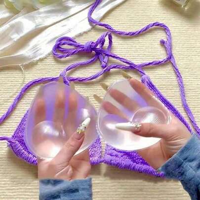 2/4片装隐形硅胶胸垫 - 泳衣支撑垫和聚拢垫，柔软、可水洗、可重复使用、无痕塑形效果，适用于比基尼、婚纱、泳池/海滩活动和派对，泳装配件