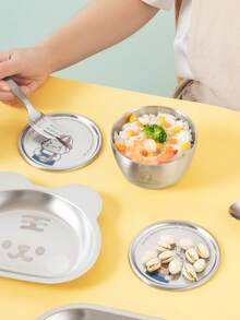 儿童304不锈钢带防尘盖餐碗，220毫升，适用于婴儿辅食、面条、汤和牛奶等餐具 - 彩色 - 查看 8