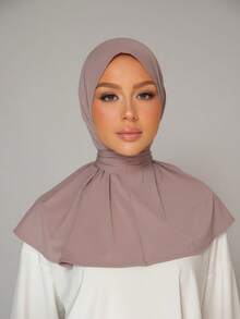 女士头巾帽，中东/阿拉伯/迪拜/土耳其穆斯林风格，纯色经典简约时尚休闲优雅，采用柔软的莫代尔丝绸混纺面料，舒适长帽檐，二合一头巾帽，适合日常生活、节日、聚会、宗教仪式等场合。 - Botton hijab - 查看 6