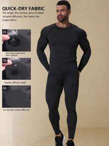 男士速干运动套装（2件套） - 压缩健身服，适合室内训练和户外跑步，春夏款