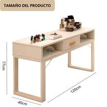 Mesa De Manicura Blanca Moderna Y Minimalista Con Cajon - Blanco - Ver 2
