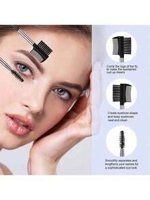 6pcs Black Multi-Functional Spiral Eyelash And Eyebrow Brush, Multi-Functional Double-Ended Spiral Eyebrow Brush, Angled Eyeshadow Brush, Eyelash Curling Brush Eyebrow Comb, Portable Makeup Brush Tool, 3-Headed Eyebrow Eyelash Shaping Eyelash Comb Double-Ended Brush Makeup Arrangement Tool, Cosmetics With 3 Different Spiral Brushes, Separating Eyelashes, Eliminating Mascara Clumps, Arranging And Shaping Eyebrows. - Multicolor - View 11