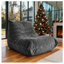 SANAE Armless Bean Bag Chair, Lazy Floor Sofa Couch For Adults And Kids, Fireside Chair With Ergonomic Design, Memory Foam Lounge Chair For Living Room Bedroom, Office, - Light Grey - View 2